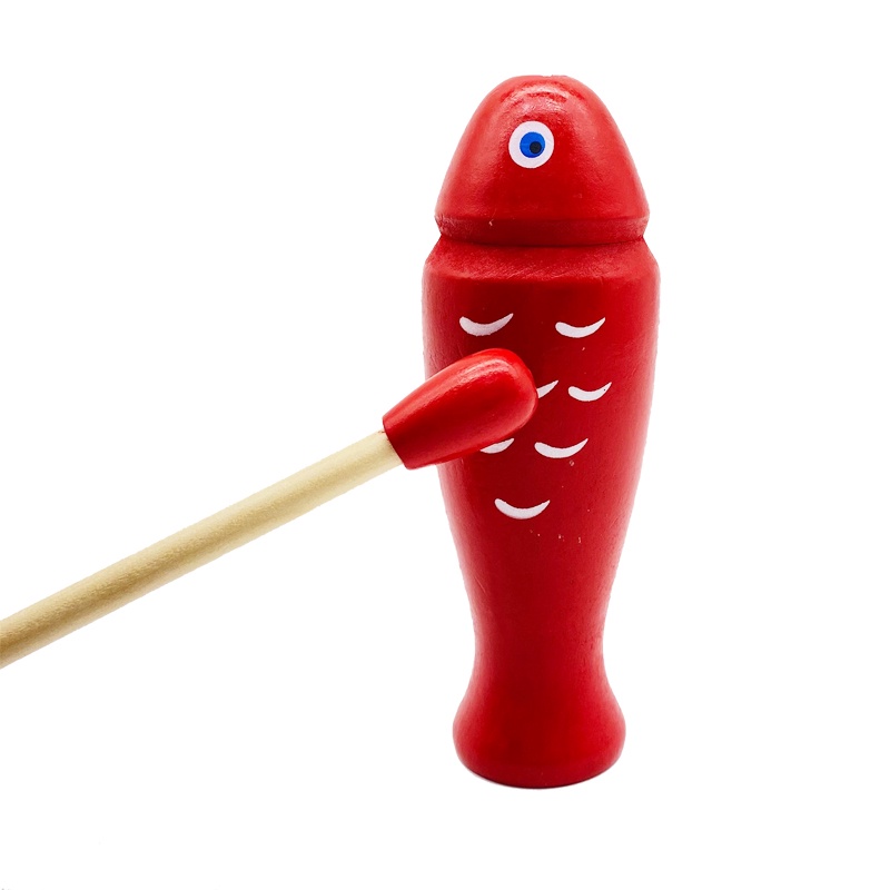 Treeyear เครื่องดนตรีไม้ รูปปลา Guiro เครื่องเคาะจังหวะไม้ พร้อมค้อน สําหรับเด็ก - รูปที่ 3