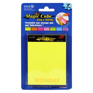 กระดาษโน้ตกาวในตัว ชนิดกาวหัว MAGIC CUBE Daily Notes STICKN #21307 ขนาด 4x3 นิ้ว คละสีนีออน (PC)