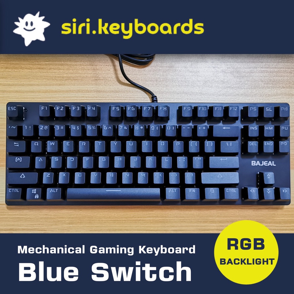 [พร้อมส่ง] BAJEAL K300 Mechanical Gaming Keyboard เกมมิ่งคีย์บอร์ดสีดำ RGB TKL (87 keys) (blue switc