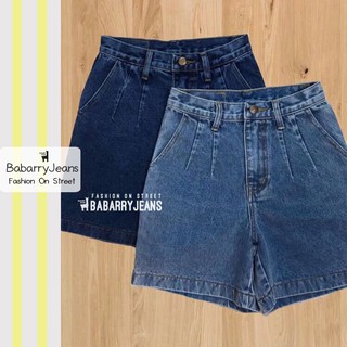 BabarryJeans ยีนส์สามส่วน เอวจีบ เอวสูง วินเทจ ผ้ายีนส์ไม่ยืด สียีนส์เข้ม /สียีนส์อ่อน/ขาว/ดำ