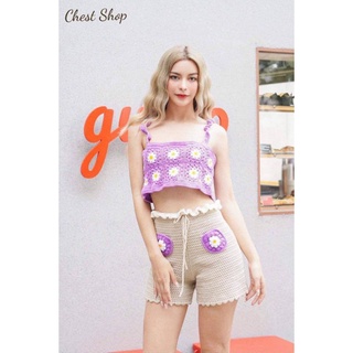 เสื้อสายเดี่ยวผ้าไหมพรมถัก