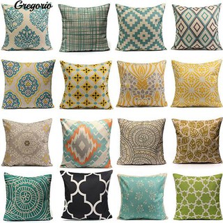 Gregorio เดคคอร์ Vintage Geometric Flower ผ้าฝ้ายลินินโยนหมอน Case Cushion Cover