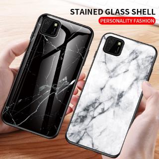 เคส Huawei Y5P 2020 Marble Glass casing Huawei Y5 P 2020 Soft Tpu soft Edges Housing shell