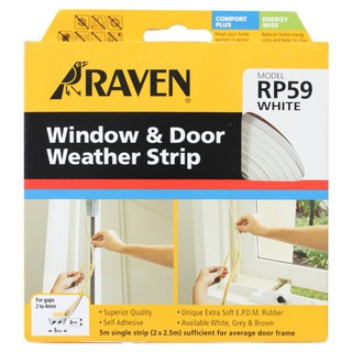 RAVEN RP 59 WH WH DW WEATHER STRIP ซีลยางประตู RAVEN RP 59 WH 9-4 MM WH คิ้วกันแมลง อุปกรณ์เสริมประตูหน้าต่าง ประตูและหน