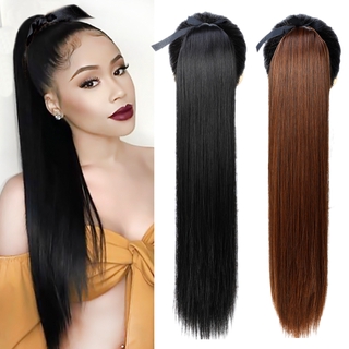 แฮร์พีชผมหางม้าสังเคราะห์สีด ําสีน้ําตาลสําหรับผู้หญิง