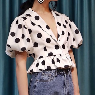 *SALE*ตัวสุดท้าย! เสื้อแขนพองลาย polka dot