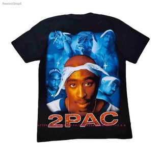 เสื้อยืดผ้าฝ้ายพิมพ์ลายเสื้อวง 2Pac Hip Hop T-shirt เสื้อยืดวง Tupac Rapper S-4XL