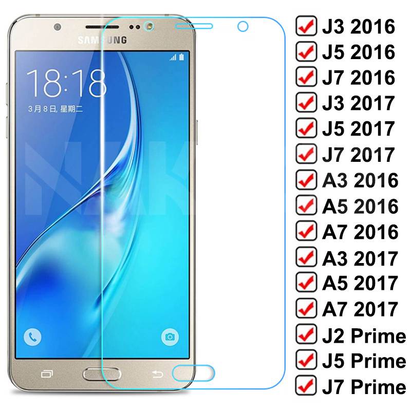กระจกนิรภัยกันรอยหน้าจอ 9D สําหรับ Samsung Galaxy S7 A3 A5 A7 J3 J5 J7 2016 2017 J2 J4 J7 Core J5 Prime