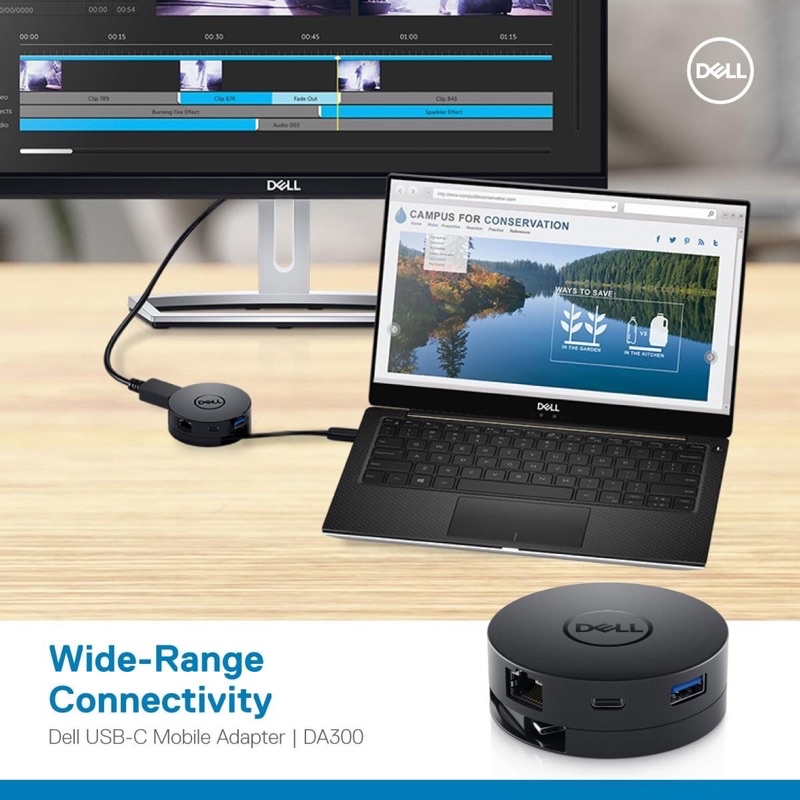 Dell DA300 mini docking USB-C Mobile Adapter มือสองสภาพใหม่ ใช้ง่ายพกพา ...