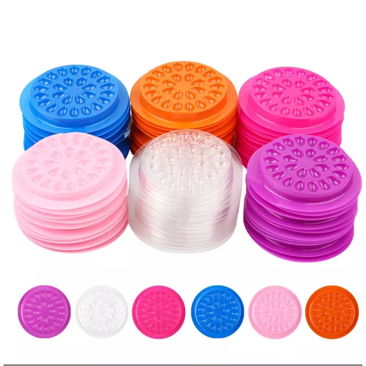 รอบพลาสติกทิ้งผู้ถือกาวขนตาถาดกาวพลาสติกทิ้งพีวีซีสีแต่งหน้าจานเครื่องมือ4.6ซม