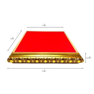 ฐานวางพระ ฐานรองพระ สีทองนาค กำมะหยี่สีแดงขนาด 2x2 นิ้ว ฐานสูง 1.2 นิ้ว