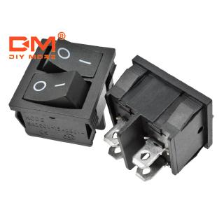 DIYMORE 1PC KCD5 4PIN Double Latching Rocker Switch ON-OFF สวิทช์ปุ่มสวิทช์ Seesaw Switch 6A 250V AC สีดำ