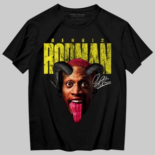 การพิมพ์ฝ้ายเสื้อยืดบาสเก็ตบอล พิมพ์ลายกราฟิก Nba Player Rodman Goat Horn สไตล์วินเทจS-4XL