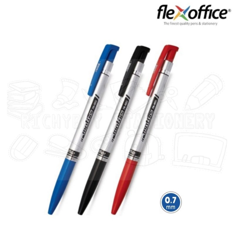 ปากกาลูกลื่น หมึกน้ำมัน ด้ามกด Flex Office รุ่น Matixs 0.7 มม. (ราคาต่อด้าม)