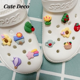 【 Cute Deco 】ลูกโป่งลมร้อน ลายการ์ตูนน่ารัก (10 แบบ) ลูกโป่งลมร้อน / บ้าน / จี้ดอกทานตะวัน ปุ่ม Crocs / Jibbitz Croc รองเท้า DIY น่ารัก / วัสดุเรซิน เสน่ห์ สําหรับ DIY