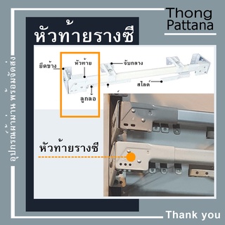 อุปกรณ์รางม่าน ขารางซี C  หัวท้ายรางซี C หัวท้ายรางม่านรุ่นเก่า  หัวท้ายราวม่านเชือกดึง หัวท้ายผ้าม่านจีบ อุปกรณ์ราง C