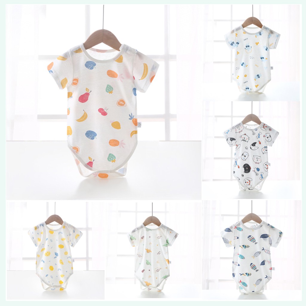 ชุดเด็กอ่อน บอดี้สูทขาเว้า A ผ้าโปร่ง ไม่ร้อน นุ่มนิ่ม ใส่สบาย ชุดเด็กผ้าตาข่าย ผ้าฝ้าย100% เสื้อผ้าเด็กอ่อน ชุดหมีเด็ก