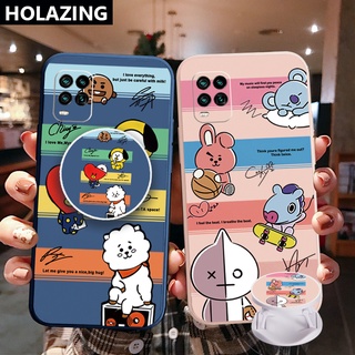 เคสโทรศัพท์มือถือ ขอบสี่เหลี่ยม ลายการ์ตูน พร้อมแหวนขาตั้ง สําหรับ Realme C21Y C25Y C25S C15 C12 C11 2021 Realme 8 Pro 7 X7 Pro 5i 6i