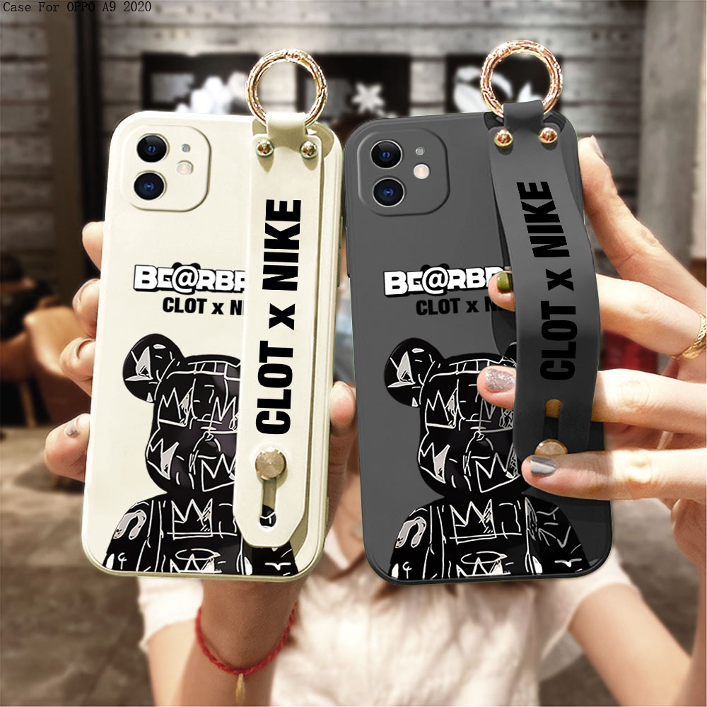 OPPO A3S A5S A7 A12 A12E A31 A53 A33 A93 A94 A92 A74 A54 A52 A15 A15S 2020 4G เคสออปโป้ สำหรับ Black Brand Bear เคสนิ่ม เคสโทรศัพท์