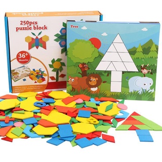 Todds &amp; Kids Toys ของเล่นไม้เสริมพัฒนาการตัวต่อ tangram 250 ชิ้น