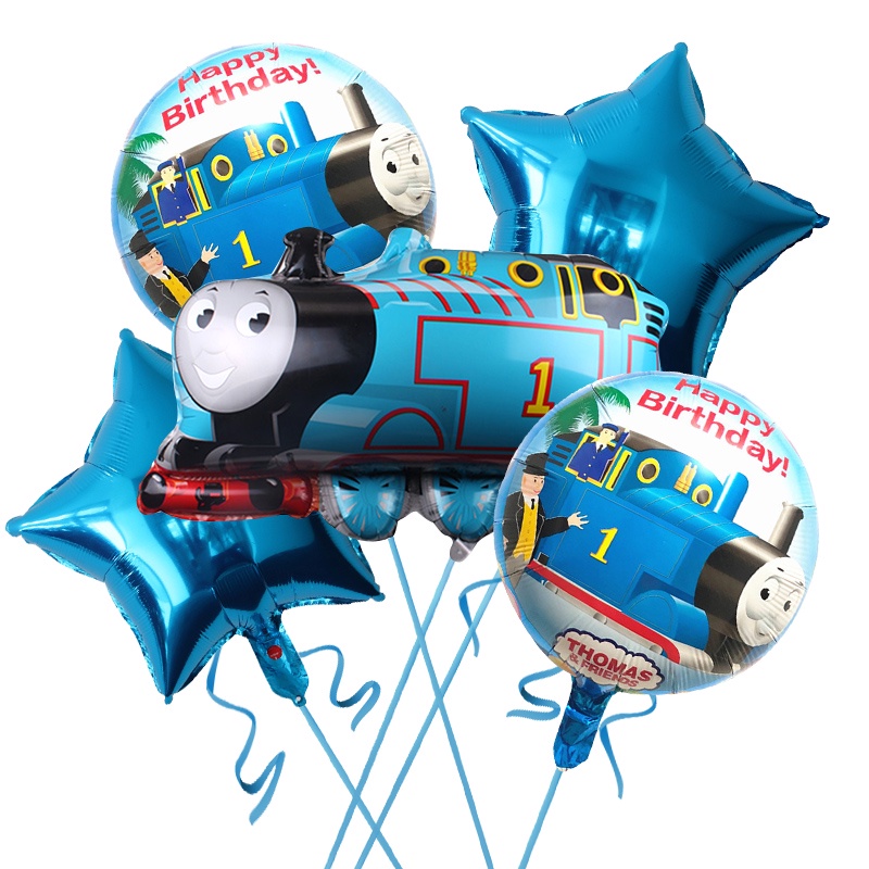 5 ชิ้น/เซ็ต Thomas And His Friends ชุดลูกโป่งฟอยล์ของเล่นเด็กตกแต่งงานเลี้ยงวันเกิด