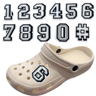 Crocs jibbitz เข็มกลัดตัวเลข 0-9 อุปกรณ์เสริม สําหรับตกแต่งรองเท้า# ของขวัญเด็ก