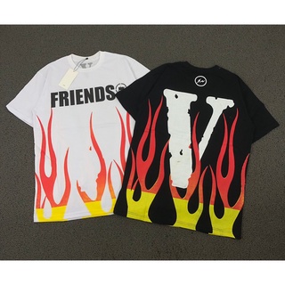 Vlone FIRE เสื้อยืด ของแท้ สีขาว และสีดํา พรีเมี่ยม