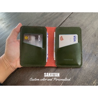 กระเป๋าสตางค์หนังแท้แฮนด์เมด/เลือกสีได้สั่งตอกชื่อฟรี minimalist handicraft leather wallet/Custom color/Personalized