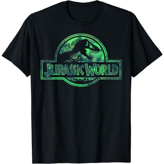 เสื้อยืด พิมพ์ลายกราฟิกโลโก้ Jurassic World Green Teal สีน้ํา