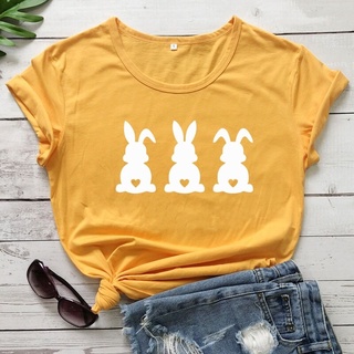 เสื้อยืดแขนสั้นพิมพ์ลายกราฟฟิค Happy Easter Day 90s สําหรับผู้หญิง