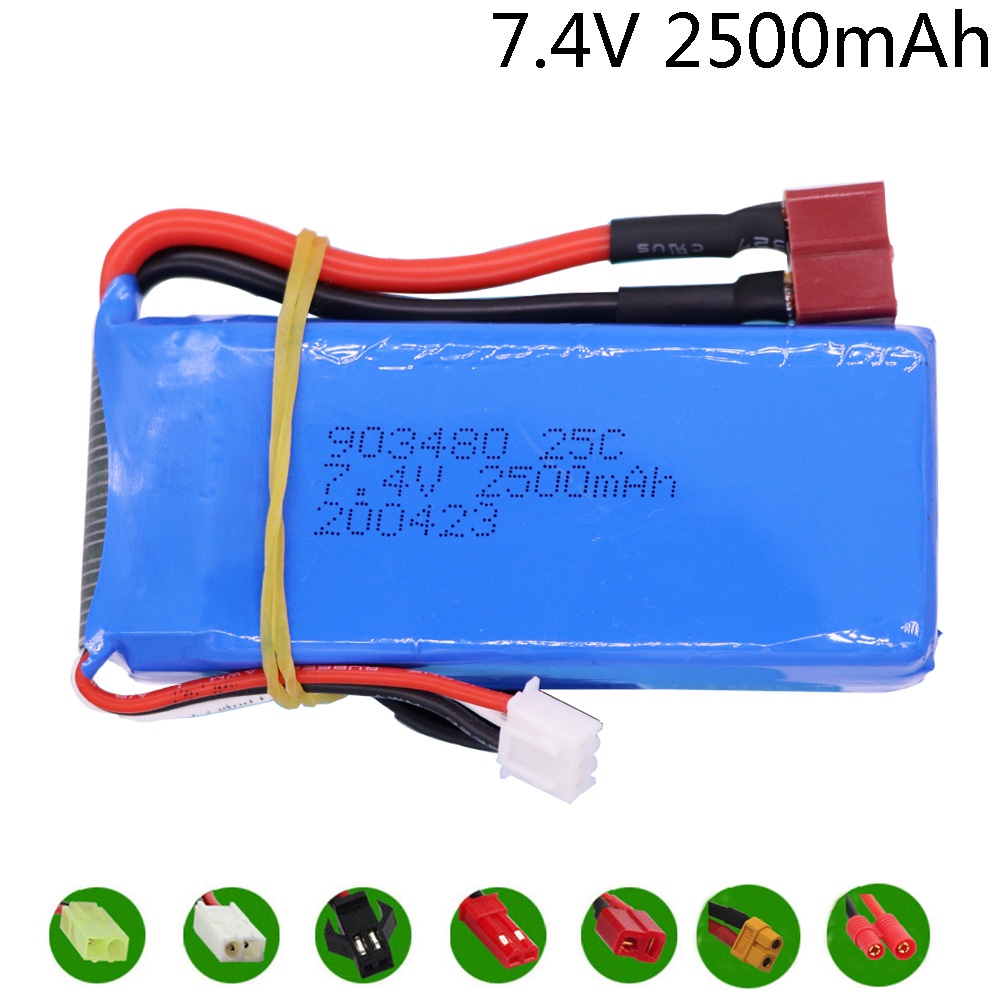 7.4V 2500mAh Lipo battery T/banana Plug for 12428 12423 RC Car Parts Syma X8C X8W X8G X8 RC Quadcopt