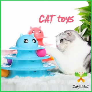 Zakii Mall รางบอล ตาโต ของเล่นแมวทรงโดม  รางบอล 4 ชั้น   Cat play plate