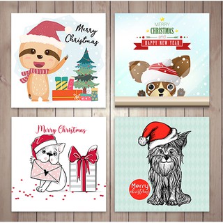 (พร้อมส่ง มี 4 แบบให้เลือก) การ์ดอวยพรวันคริสมาตร์ และปีใหม่   (Christmas and New Year) + ซอง