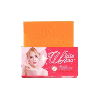 สบู่ไวท์ออร่า *แพคเกตใหม่ White Aura Miracle Carrot Soap 160 g.