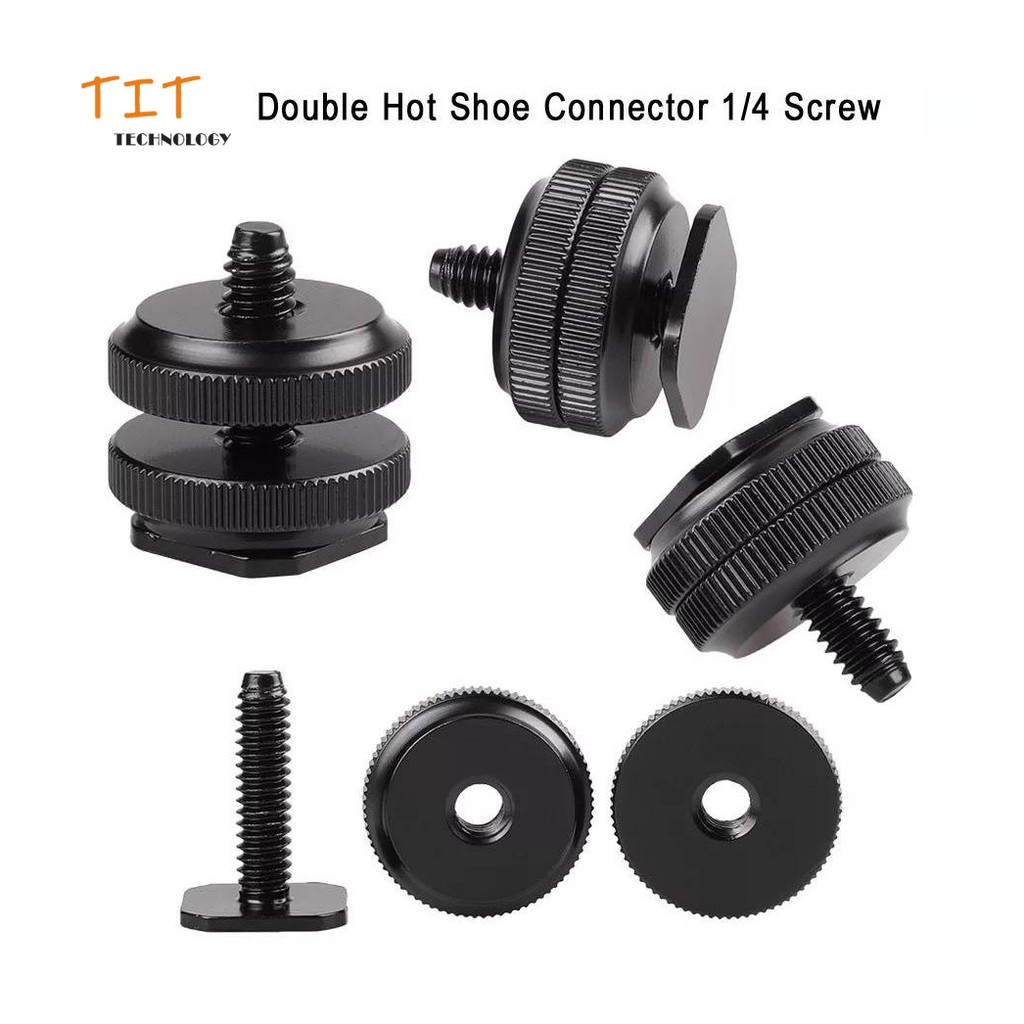 Double Hot shoe connector 1/4 camera screw hot shoe boots adapter ตัวเชื่อมต่อรองเท้าร้อน 1/4 กล้องสกรูรองเท้าบู๊ทร้อน