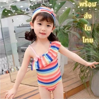 PPS-พร้อมส่งในไทย ชุดว่ายน้ำเด็กผู้หญิง พร้อมหมวก น่ารัก YK03