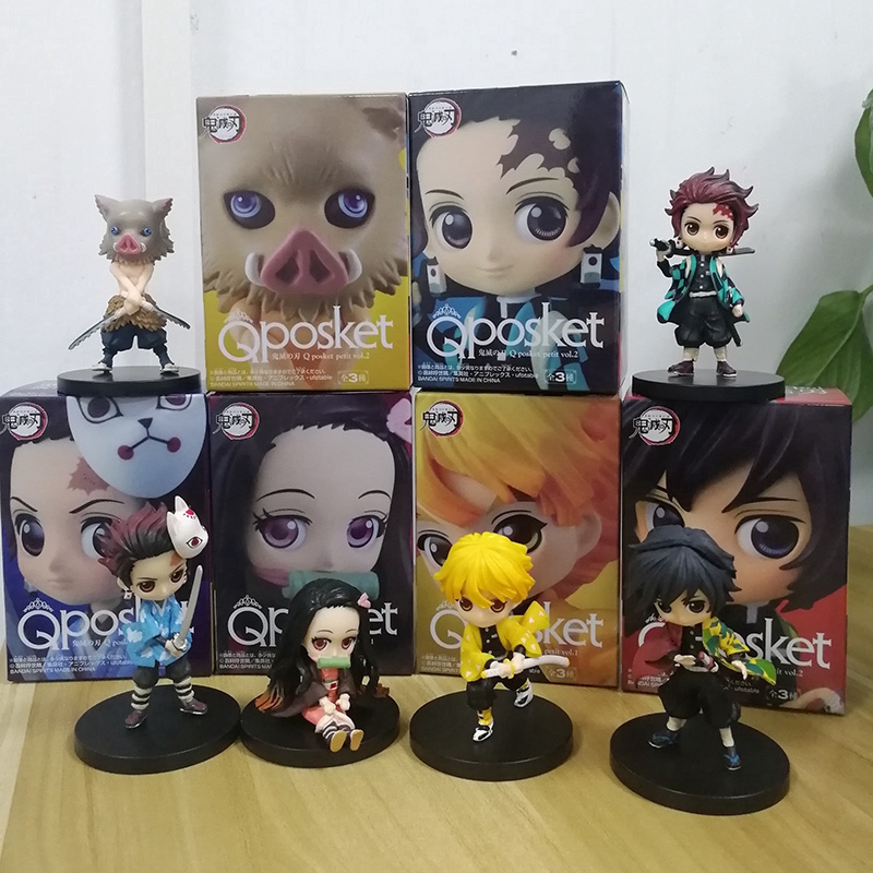 6pcs Q Posket Demon Slayer Nezuko Zenitsu Tanjirou Giyuu Inosuke Kimetsu No Yaib Action Figure Toys Shopee Thailand