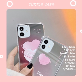 [พร้อมส่ง] เคสโทรศัพท์มือถือกระจก ลายหัวใจ สีชมพู สําหรับ Apple iPhone 14 13 12 11 PROMAX XS XR XSMAX SE2020 6