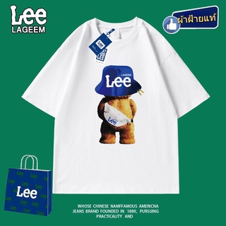 🎊 พร้อมส่ง 🎊  Lee เสื้อยืดคอกลมที่มีสไตล์, เสื้อยืดผ้าฝ้ายคุณภาพสูง