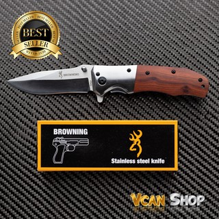 BROWNING Outdoor Folding Knife มีดพับ มีดแคมป์ปิ้ง ใช้เดินป่า ป้องกันตัว อุปกรณ์ยุทธวิธี บราวนิง EDC