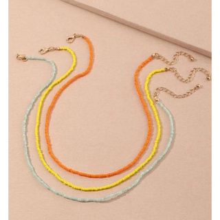 Jiffy necklace (orange) สร้อยคอลูกปัด สี so cute set 3 ชิ้น เซตนี้สีดี จี๊ดจ๊าดรับซัมเมอร์สุดๆ