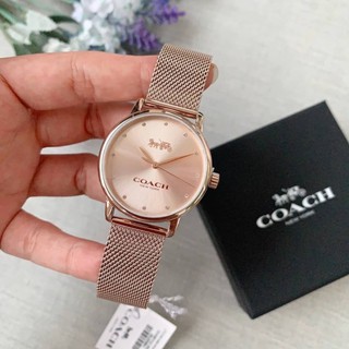 (ผ่อน0%) นาฬิกา Coach 14503742 รุ่นใหม่ สายทึบ ตัวเรือนสแตนเลสโรสโกลด์ หน้าปัดใหญ่ ขนาด 36mm.