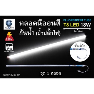 หลอดนีออนสี ขั้วกันน้ำ พร้อมปลั๊กเสียบ รุ่นใหม่ LED T8 18W สีขาว