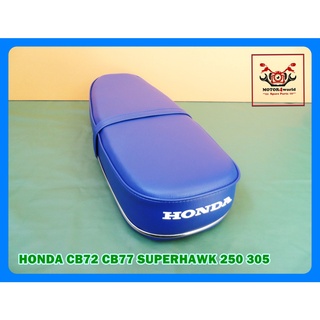 HONDA CB72 CB77 SUPERHAWK 250 305 "BLUE" COMPLETE SEAT with "CHROME" TRIM // เบาะรถมอเตอร์ไซค์ สีน้ำเงิน ผ้าเรียบ มีคิ้ว