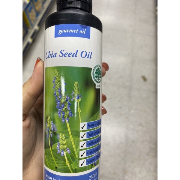 Chia Seed Oil 250 Ml. Gourmet Oil Organic น้ำมัน เมล็ดเชีย กลั่นเย็นวิธีธรรมชาติเป็นแหล่งโอเมก้า