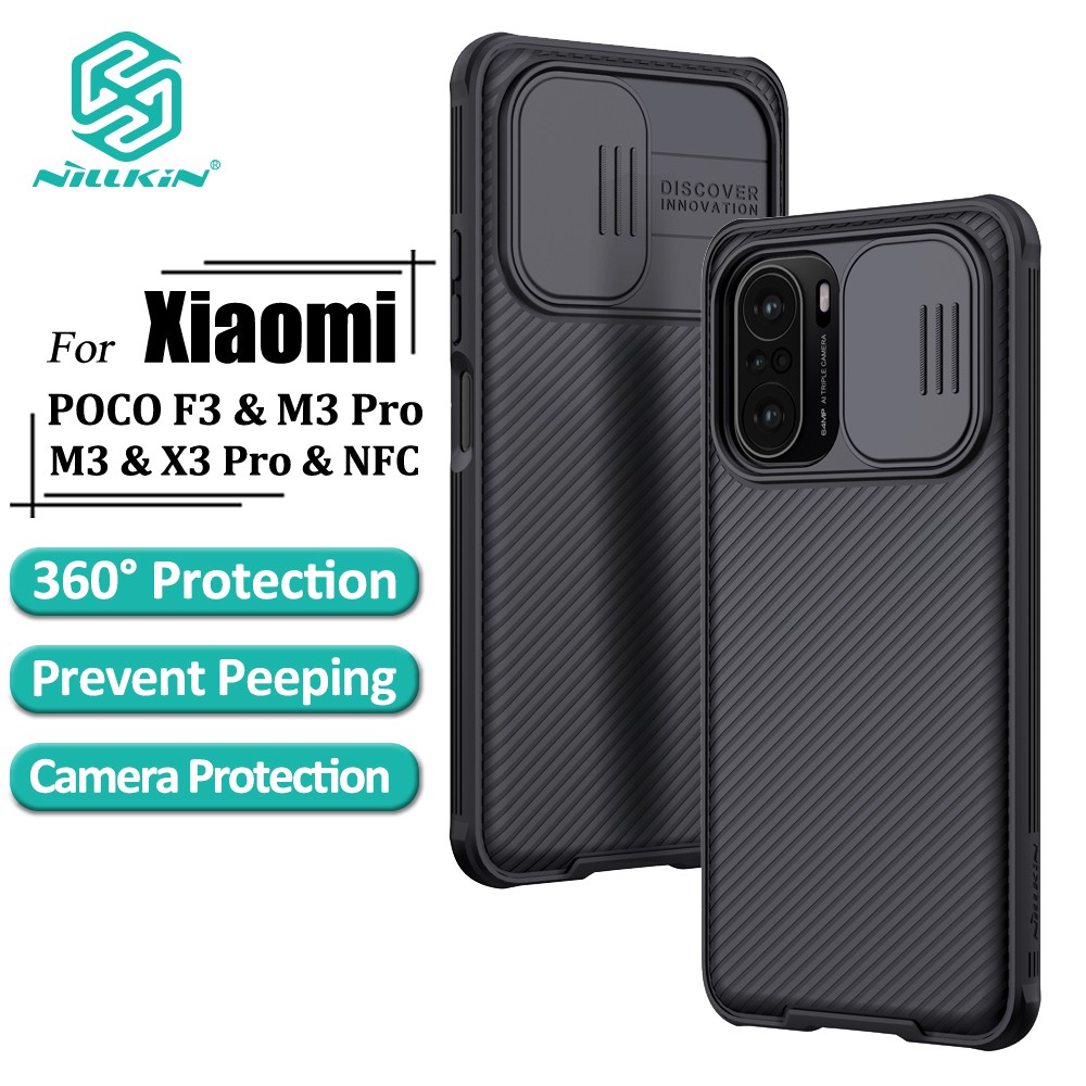 Nillkin For Xiaomi POCO M3 F3 X3 Pro X3 NFC M3 Pro 5G CamShield Luxury Hard PC Matte Shockproof Phone Case With Camera Slide Privacy Protection