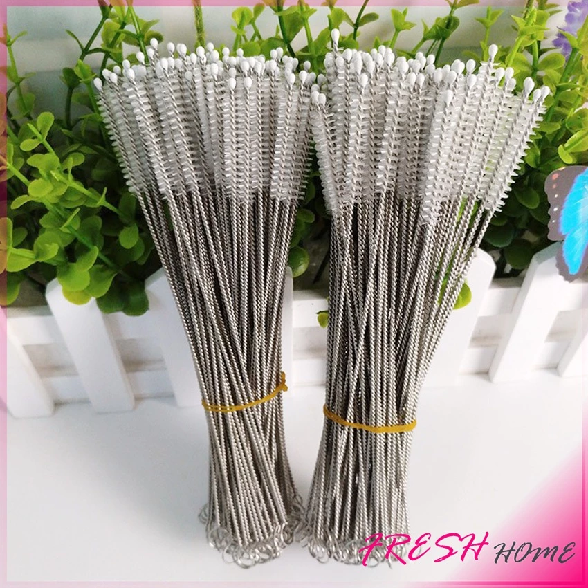 แปรงล้างหลอดดูด จุกนม ขนไนล่อน ไม่ทำให้เป็นรอย Stainless steel soft straw straw brush