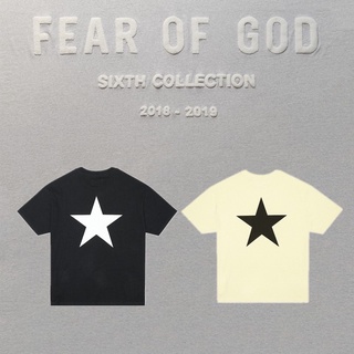 FOG FEAR OF GOD Essentials Star (S.XL พร้อมส่ง) sixth season Back patch Tshirt เสื้อแขนสั้น ภาพถ่ายวีดีโอจากสินค้าจริง