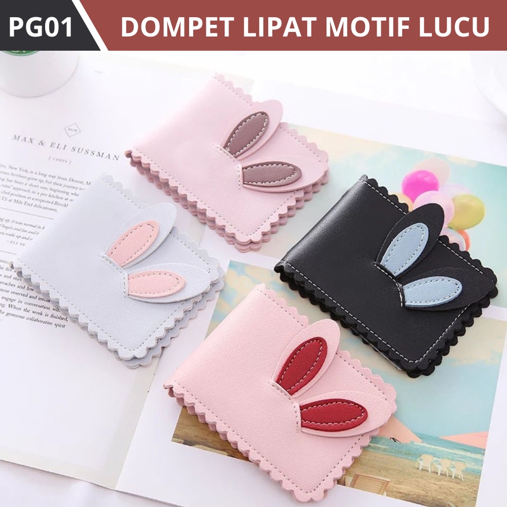 Pg01 กระเป๋าสตางค์ ใส่บัตรได้ ลายกระต่าย หรูหรา สําหรับผู้หญิง