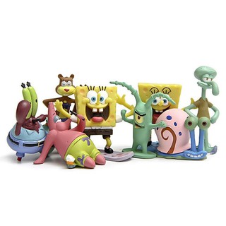 ฟิกเกอร์พีวีซี Spongebob ของเล่นสําหรับเด็ก 8 ชิ้น